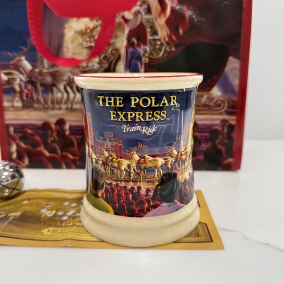 2025 Polar Express Train Ride Gift Set Raised Ceramic Mug Bag Ticket Bell NEW - Picture 2 of 13